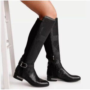 Vince Camuto Pordalia Tall Riding Boot Quilted Leather Black Silver Size 7.5